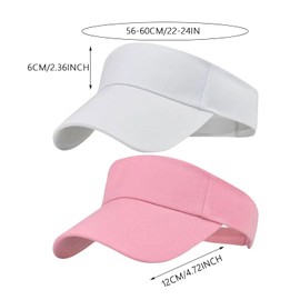 GWAWG 2PCS Sun Visor Cap,Plain Empty Top Baseball Adjustable Cap for Women and Ladies,Casual Sweatband Adjustable Hat for Golf Cycling Fishing Tennis Running Jogging Visor Hats White