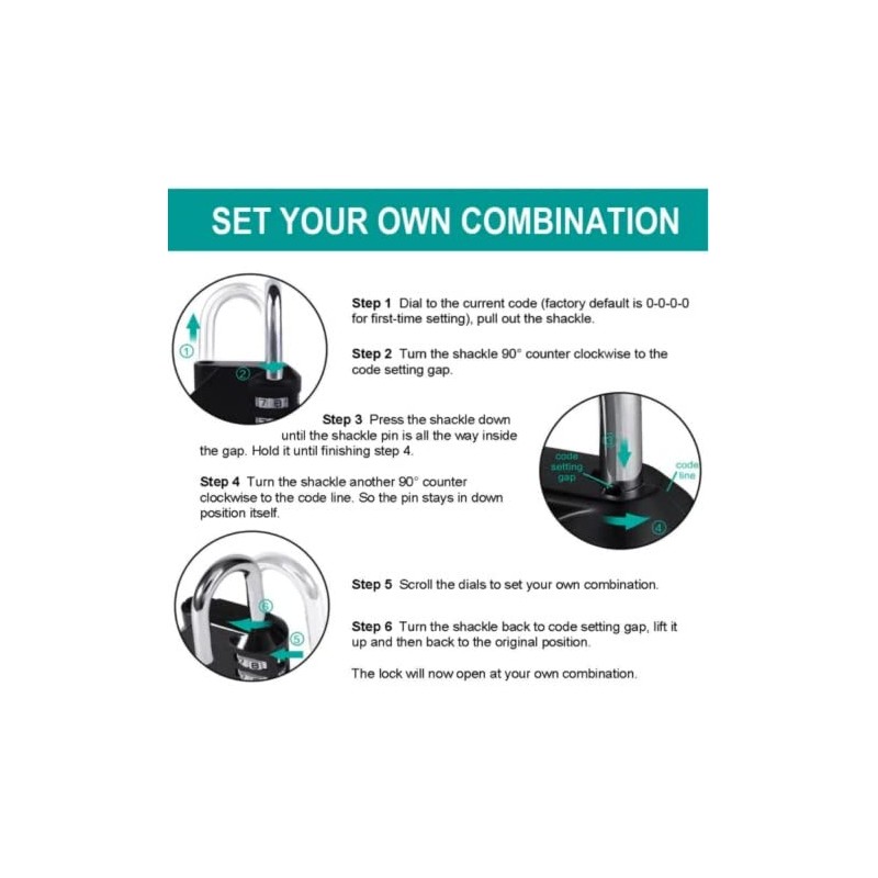 ShieldUp Combination Lock Security Padlocks [3-Pack] Weather Proof Padlocks with
