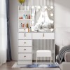 Yamissi Makeup Vanity Set Dressing Table Desk with Stool LED