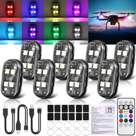 2025 Upgraded 4LEDs 8PCS Wireless LED Lights for Car, High Brightness Strobe Light with Remote Control, 2 in 1 Type-C Recharge 8 Colors IP65 Waterproof Anti-Collision Wireless Strobe Lights
