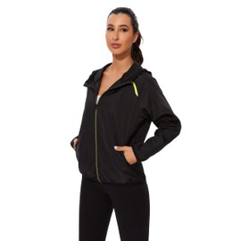 NINGMI Waterproof Raincoat with Hood Windbreaker Rain Jacket for Women Zipper Lightweight Hiking Outdoor