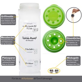 Spätzle-Shaker (green) for 4 portions of homemade spaetzle (875 ml) spaetzle press and mixer in one for quick spaetzle