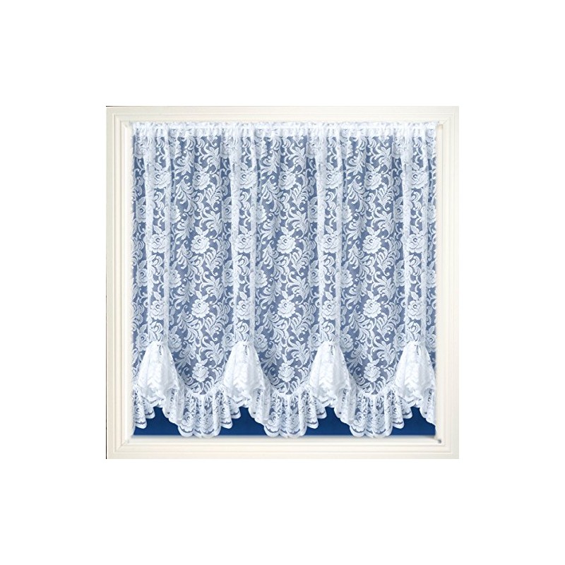 Maple Textiles Austrian Flounce Victorian Flower Lace Thick Net Curtain