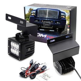 iJDMTOY Xenon White 24W LED Lower Grille Fog Light Kit Compatible with 2005-07 Ford F250 F350, Incl (2) 2x3 CRE LED Cubic Pods, Lower Bumper Insert Area Mounting Brackets & On/Off Switch Relay Wire