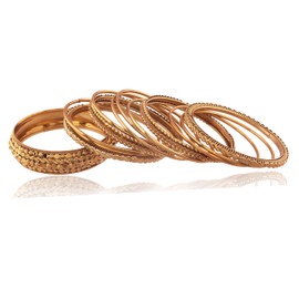 I Jewels Traditional Gold Plated Bangles for Women (ADB154), 2.4, 2.6, 2.8 inches