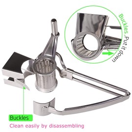 KeepingcooX® Stainless Steel Rotary Cheese Grater/Vegetable Shredder, Handheld Restaurant Food Grater with Coarse Grater/Fine Grater/Slice Drum Grater for Parmesan Cheese,Garlic,Nut,Ginger,Carrot