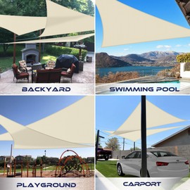 Windscreen4less 12'x12'x12' Waterproof Sun Shade Sail Triangle Shade Canopy Cover UV Block for Backyard Patio Deck Balcony Pergola Garden (Beige)