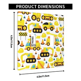 Pznen Construction Trucks Double Toggle Light Switch Cover Construction Vehicles Nursery Wall Plate Covers 2-Gang Toggle Switch Plates Home Decorative Office
