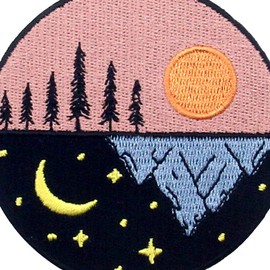 ZEGIN Day and Night Explore Outdoor Embroidered Iron on Sew on Patch