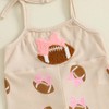 SYOKUP Toddler Baby Girl Football Outfit Bow Embroidery Spaghetti Strap