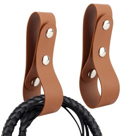 2 pcs Equestrian Whip Holster Belt Loop, Soft PU Leather Belt Whips Holder Bullwhip Whip Loop with 2 Snaps for Lasso Rope/Horse Riding Whips/Crops Belt/Clothing Accessories(Color:Brown)