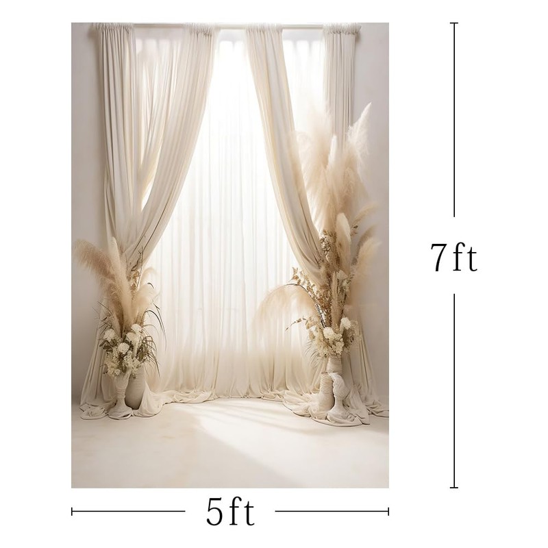 AIBIIN Boho Photography Backdrop Retro 5x7ft Room Window Bohemian Pampas