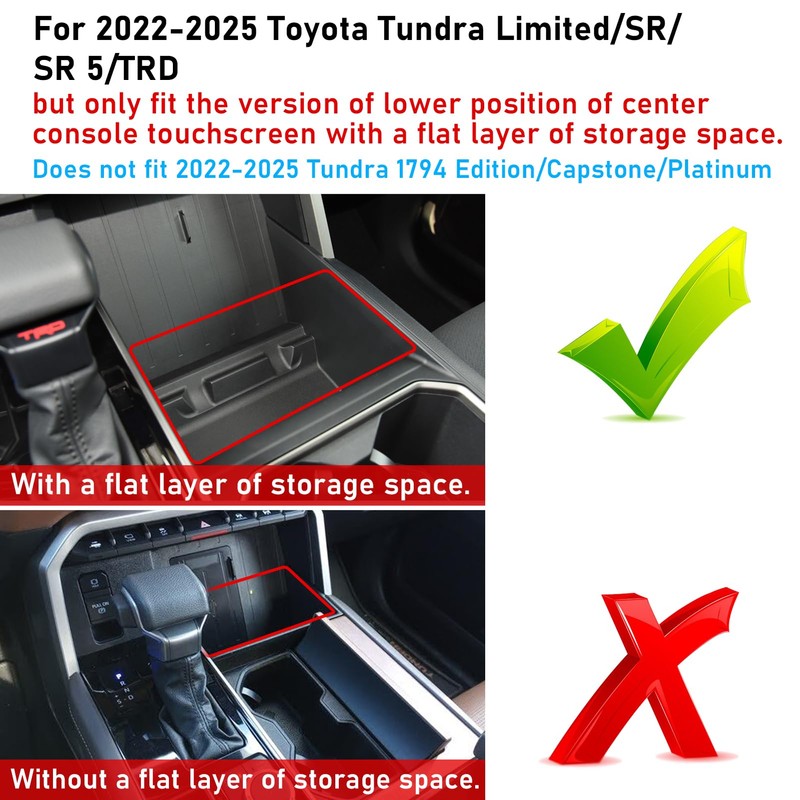 TTCR-II Compatible with 2022-2025 Toyota Tundra Console Organizer Tray, for