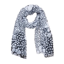 Elu Scarfs for Women Shawl wrap - Lightweight in silk satin chiffon cotton wool All Season Head/Neck Scarf Spring Summer Fall Winter Autumn women's fashion Scarves (poly taby black white)