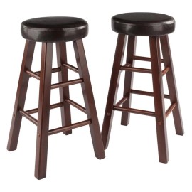 Pemberly Row 25.6" Solid Wood Counter Stool in Walnut/Espress