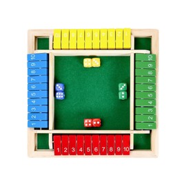 HUATEEN Classic Dice Games, Wooden Table Game for 4 Players, Travel Game, Traditional Wooden Math Dice Game for Pubs, Great Board Games for the Whole