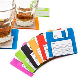 6 PCS Silicone Floppy Disk Coaster For Tables, Drink Coasters for Tabletop Protection - Cheerful Funny Coasters Suitable For All Cups, Glasses, Mugs - Reusable Silicone Coasters for Coffee Table