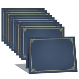 GNL Certificate Holders - 10 Packs Navy Blue Diploma Holders, Certificate Covers with Gold Foil Border, for Letter Size 8.5 x 11 Certificate Paper, Award, Graduation, Documents