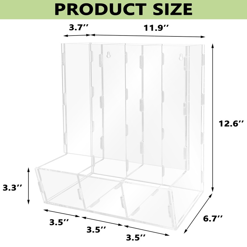 Montex Acrylic Wall Toy Dispenser, Acrylic Wall Storage, (Triple Compartment)