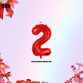 40 Inch 2 Red Number Balloons Mylar Foil Helium Digital Balloons 2st Birthday Party Decor Supplies