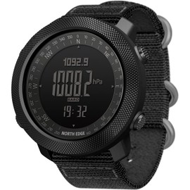 HOOSHU Tactical Watches for Men Digital Outdoor Survival Military Rock Solid Digital Watches with Durable Band, Steps Tracker Pedometer Calories Apache (Black)