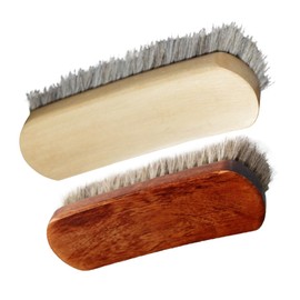 PACKOVE Shoes Brush Horsehair 2 Pack Polishing Brush Wooden Handle for Shoes Boots and Leather Care