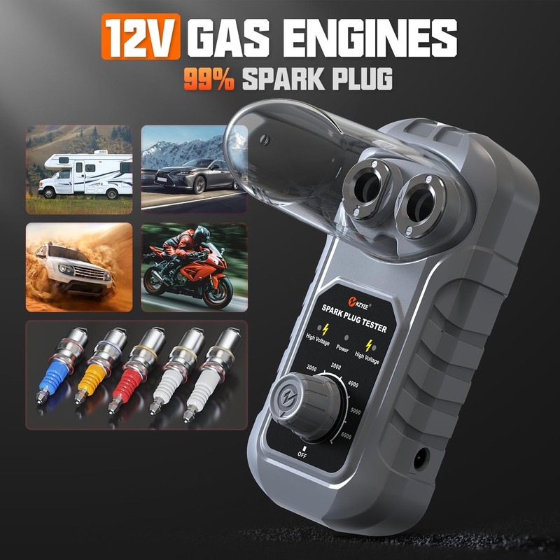 KZYEE KS40 Spark Plug Tester, 0-6000RPM Adjustable Working Frequency, Engine