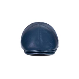 METELLINO - Gorras de hiedra de piel de oveja auténtica de 6 paneles, gorra Newboy para hombre, Azul oscuro, 0
