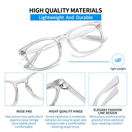 Suertree Kurzsichtige Brille Blaulichtfilter Myopia Distanz Brille Fernbrille mit Stärke für Damen Herren Clear -1.5