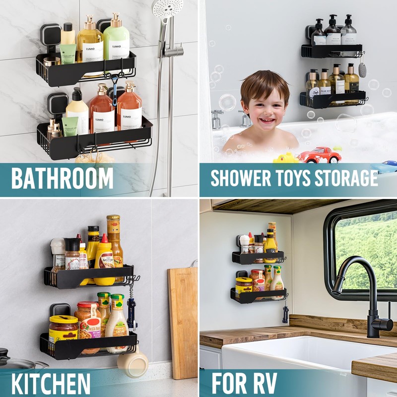 TAILI Shower Caddy Suction Cup 2 Pack,Stainless Steel Rustproof Shower