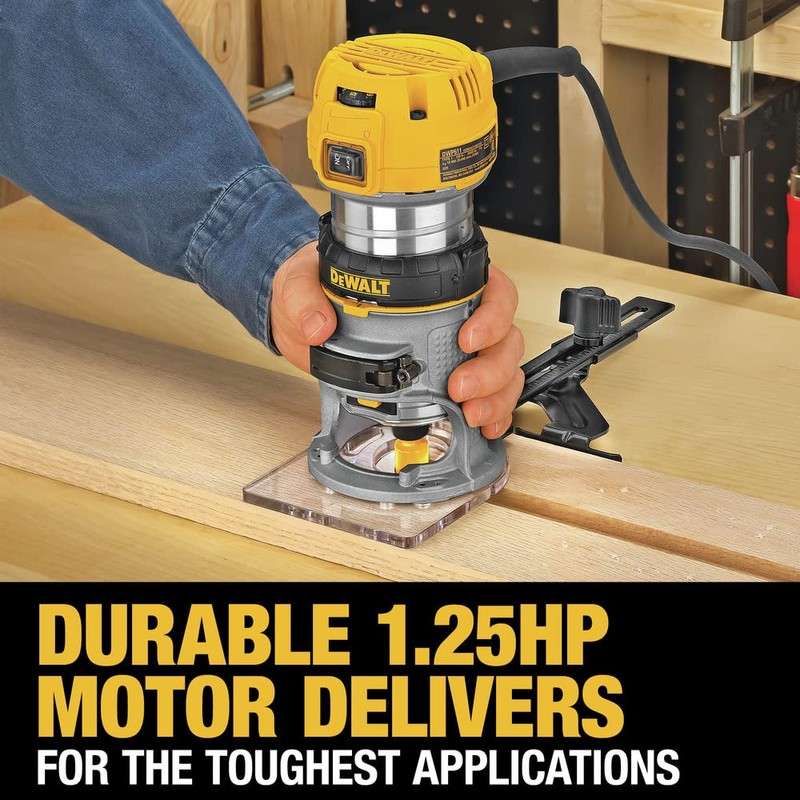 DEWALT Router, Fixed Base, 1-1/4 HP, 7.7-Amp, Variable Speed Trigger,
