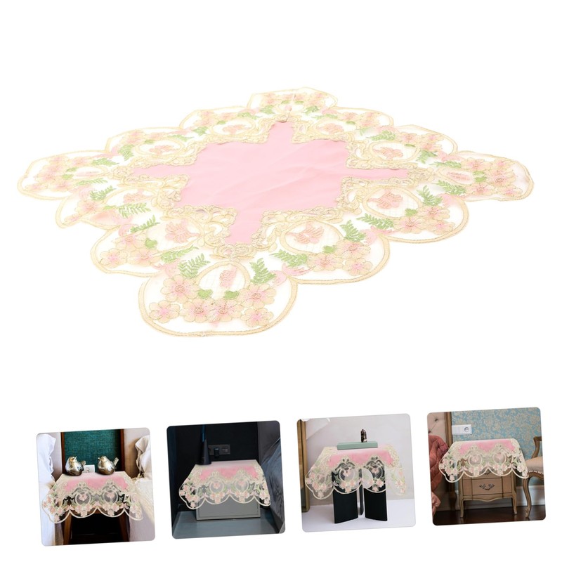 Mikinona Elegant Princess Style Tablecloth Nightstand Cover Decorative End Table