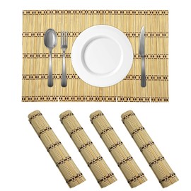 Bamboo Essentials Eco-Friendly Bamboo Placemats – Eco Friendly, Durable Heat-Resistant, Non-Slip Easy to Clean Lightweight & Portable Perfect for Dining/Picnics