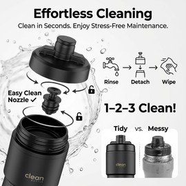 The Clean Hydration Co Insulated Bike Water Bottle | Easy Clean Nozzle, Easy Squeeze | Cycling Running Fitness Water Bottle | Gym Sport Bottle | Sport 23 Oz | Matte Black (Black) (Black, 23 Oz)
