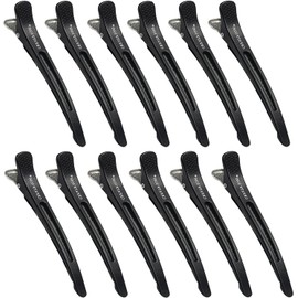 12 Piezas Pinzas Pelo Peluqueria, Clips de Pico de Pato de Acero Inoxidable Antideslizantes Profesionales, para Peinar y Seccionar, Estilismo , Coloración del Cabello, para El Cabello Estéticas para Salón y Hogar