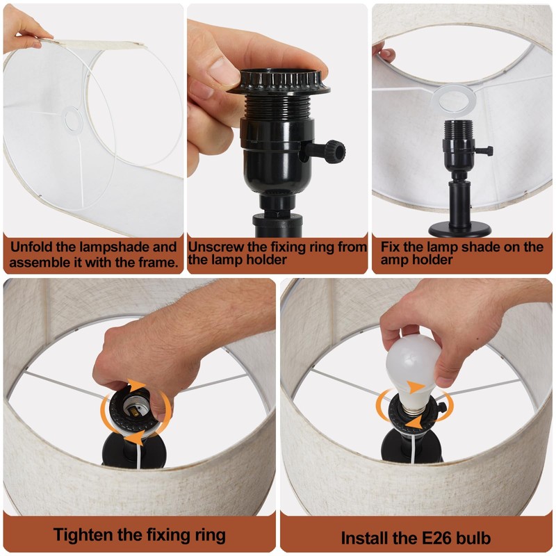Table Lamp for Bedroom Set of 2 with USB C+A