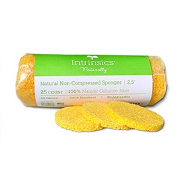 Intrinsics 100% Natural Cellulose Non-Compressed Sponges for Face - 2.5", 25 Count