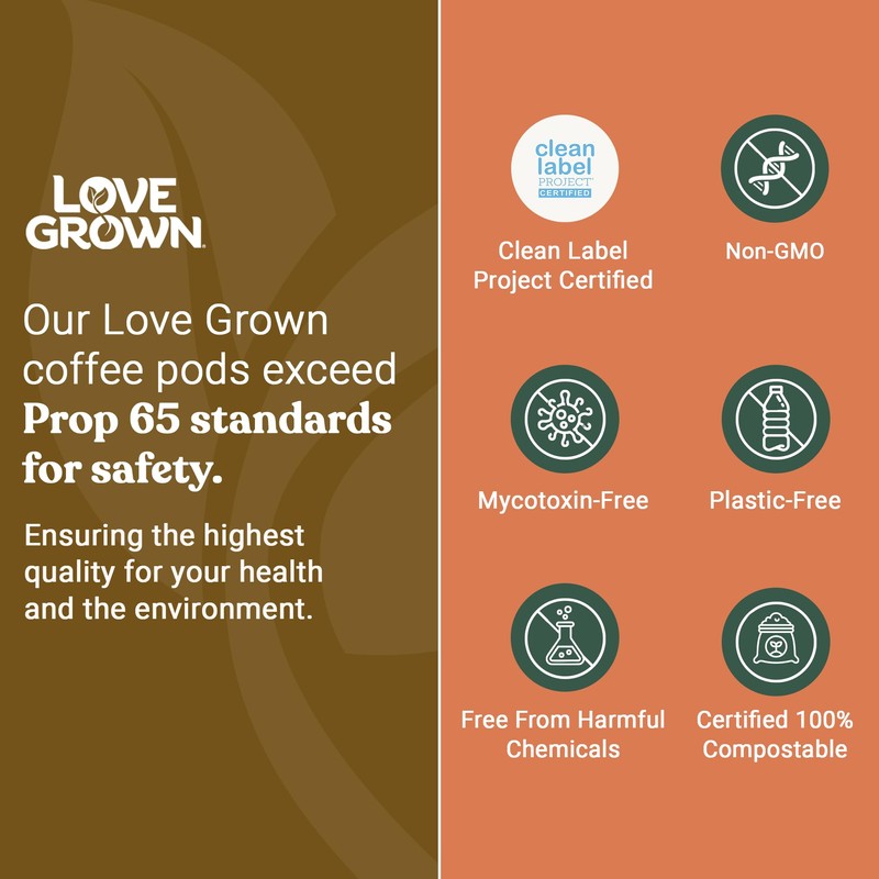 Love Grown Compostable Coffee Pods - Compatible with Single-Serve Brewing