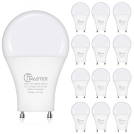 CFMASTER GU24 LED Light Bulb, 5000K Daylight, 9W(100W Equivalent), 800 Lumens, A19 Shape GU 24 LED Bulbs, Twist and Lock GU24 Pin Base with Two Prongs, Non-Dimmable, UL ETL Certificated(12-Pack)