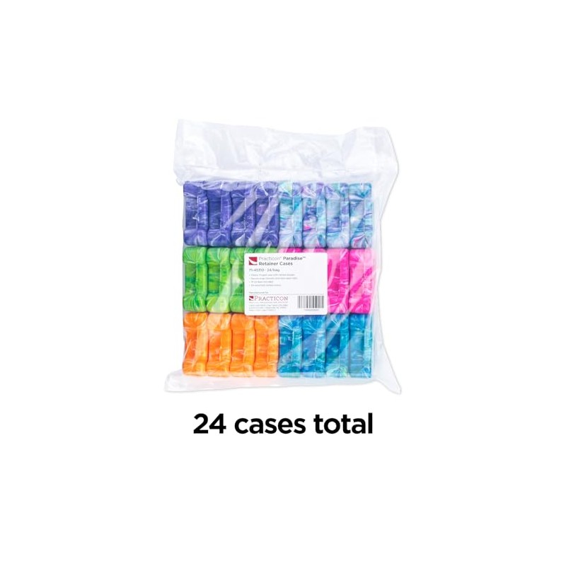 Practicon Easy Open Retainer Cases, Assorted Paradise Swirl Colors, Bulk