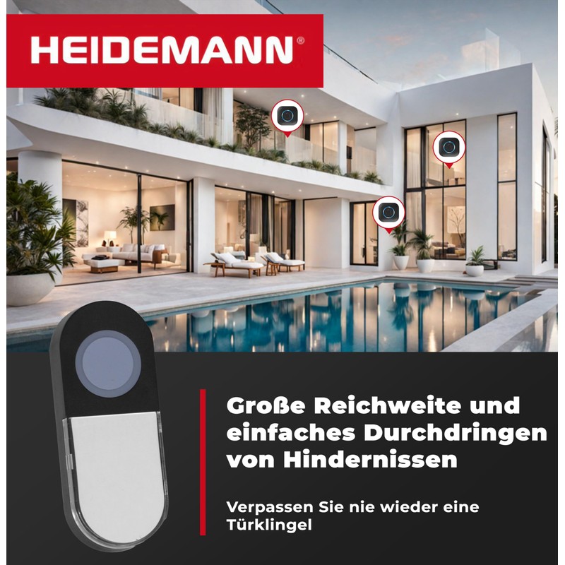 Heidemann Blackline 70910 Wireless Bell Set - Extendible - High