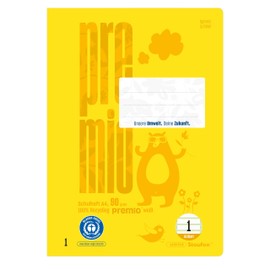 Staufen premio Learning to Write Book - 4 Notebooks 16 Sheets Each DIN A4 Ruling Style 1 (5/5/5 mm Lined, Coloured Lined Ruling), 90 g/m² Recycled Paper, Round Corners Prevent "Donkey Ears"
