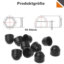 Screw Caps and Nuts, Pack of 50 M8 Round Hexagonal Protective Caps, Screws Plastic Caps, Hex Socket Cap Nuts, Black, Screw Cover Caps, for Screws and Nuts