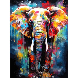 RICUVED Colourful Elephant Diamond Painting Adults, 5D Animals Diamond Painting Pictures, Adults, DIY Diamond Painting Pictures, Diamond Painting Set for Wall Decoration, 30 x 40 cm