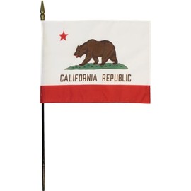 California - 8 in x 12 in State Stick Flag