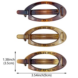 6 Pcs French Oval Hair Barrette Clip Plastic Bun Ponytail Holder Strong Hold Grip Hair Clips Closure Hairpin No Metal Hair Accessories for Women Girls