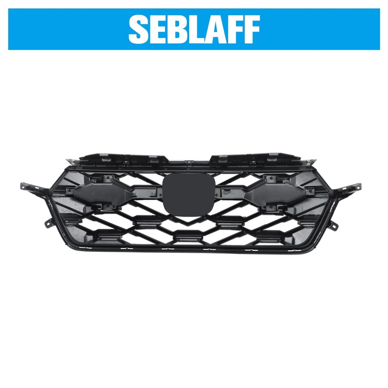 SEBLAFF Front Grille Glossy Black Plastic Sport Hybrid Upper Grill