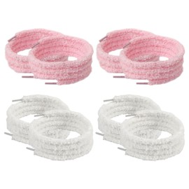 CVDYWDJIE 4 Pairs Plush Shoelaces Cute Shoelaces Replacement Shoelaces Decorative Shoelaces Shoe Accessories, White