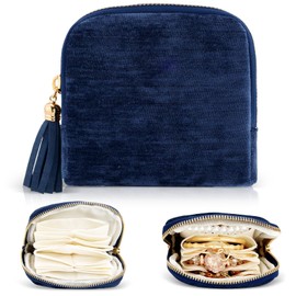 Travel Jewelry Case Organizer,Small Jewelry Pouch Bags for Women Velvet Compartments Zipper Pouch for Bracelet Earring Ring Holder Jewelry Organizer Storage Bag Christmas Birthday Gift for Mom Wife B