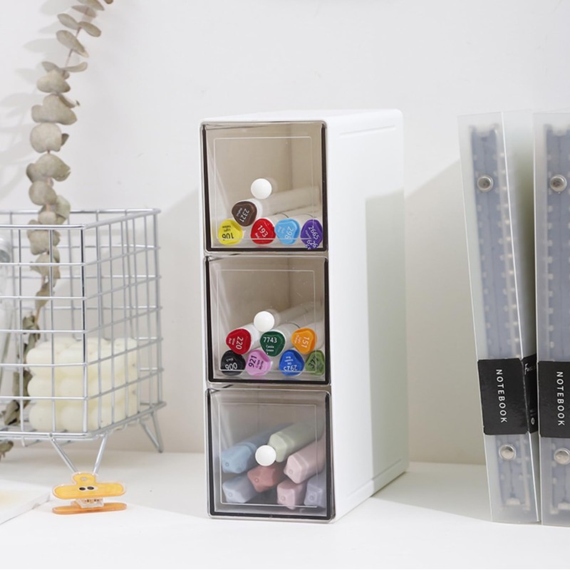 PRITOK Tea Box with 3 Drawers: Plastic Tea Bag Boxes,